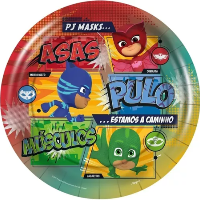 Imagem de PRATO DE PAPEL REDONDO 18 cm PJ MASKS 2 C/12 UNIDADES - 01 UNIDADE